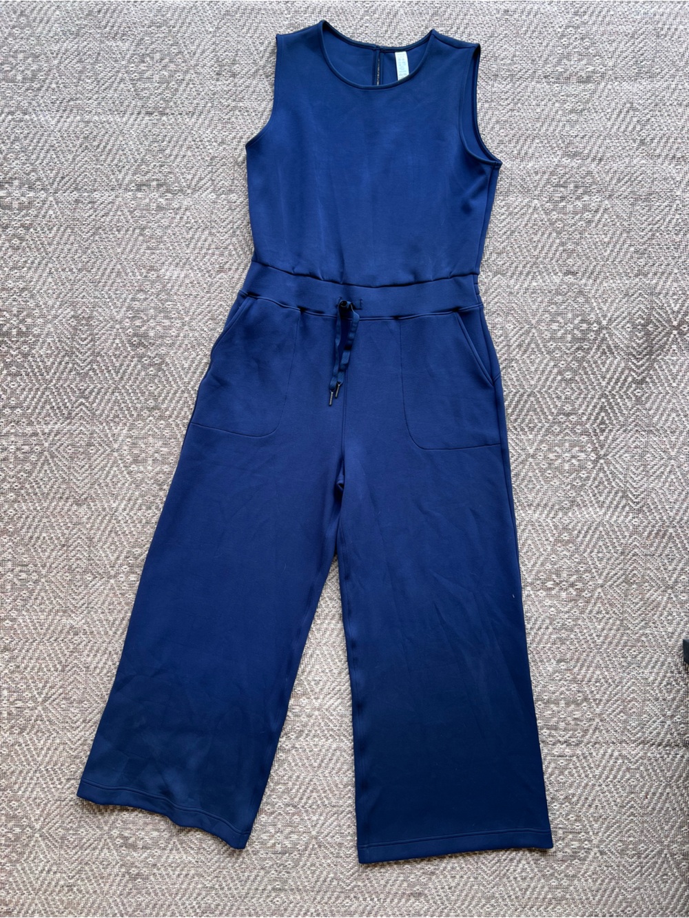 SPANX AirEssentials Wide Leg Jumpsuit Navy Blue Sleeveless XL Petite